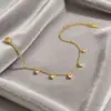 Pulsera Popular Transfronteriza con Colgante de Corazón Dorado para Mujer, Estilo Simple y de Lujo Ligero, Nueva Tobillera de Nicho de Acero de Titanio de Alta Gama