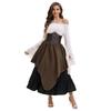 Comercio Exterior Transfronterizo Falda Grande Retro Medieval Dobladillo Grande Falda Larga Irregular Roja y Blanca Ropa Top con Ceñidor en la Cintura