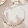 Xinyixinxishi Cadena Hecha a Mano con Cuentas y Circonita 5A Forma de Corazón Acero Inoxidable Chapado en Oro Real de 18K No se Desvanece