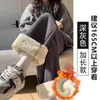 Calça de Moletom Esportiva de Lã de Cordeiro para Mulheres, Outono e Inverno, Forrada com Fleece, Espessa, Quente, Calça Jogger de Algodão, Calça Casual de Perna Reta e Perna Larga