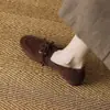 Primeiro Encontro Ji Le Sapatos Baixos Femininos 2026 Primavera e Outono Solado Macio Cadarço Camurça Mocassins