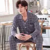 Pijama para hombre primavera y otoño algodón tejido manga larga simple talla extra joven traje para casa