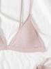 Nuevo Traje de Baño Transfronterizo Femenino Sexy Tirantes Color Sólido Bikini de Tres Puntos Dividido Traje de Baño de Comercio Exterior Europeo y Americano para Mujeres