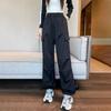 Macacão Americano Vintage Feminino Inverno 2024 Novo Forrado com Fleece Espessado Moda Joker Toe Duas Pernas Perna Larga Calça de Algodão