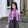 Ropa Infantil Primavera Nuevo Estilo Cárdigan Tejido Elegante para Niñas Camiseta Base de Dibujos Animados Conjunto de Moda