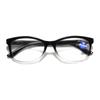 2024 nueva moda anteojos de lectura unisex con montura negra degradada anti-luz azul, zoom inteligente, resorte