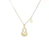 Collar de calabaza con carácter de la suerte estilo chino para mujer microincrustado con circonita exquisita cadena de clavícula de lujo ligero joyería de moda versátil venta al por mayor