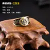 Anel de Bronze Mancha Eterna Estilo Retrô Tendência da Moda Personalidade Versátil Atmosfera Clássica Anel de Jade com Três Ganchos