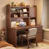 Escritorio de madera maciza estudiante estudio en casa escritorio de escritura dormitorio estantería mesa integrada estantería contra la pared escritorio de computadora para adultos