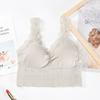 Novo Sutiã de Alça de Seda com Renda nas Costas Bonitas Feminino Slim Fit Base Esportiva Decote Cruzado Renda de Urso Rainha Alça Larga Tubo