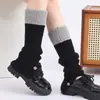 Calcetines Caídos Y2K Chica Picante JK Calcetines para Pantorrilla Mujer Otoño Invierno Tejidos de Tubo Largo Bloques de Color Botón Moldeadores de Pierna Calentadores