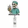 Porta-credencial retráctil con clip giratorio médico de esqueleto de animal acrílico transfronterizo, hebilla de fácil extracción