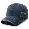 Gorra de béisbol bordada de mezclilla lavada transfronteriza para hombres y mujeres, gorra con visera desgastada y rota, sombrero de sol casual para exteriores estilo coreano