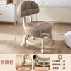 Taburete con Ruedas Giratorias para Abrir Paquetes, Taburete Bajo con Ruedas, Silla Estilo Crema, Taburete Pequeño para el Hogar para Limpiar Pisos, Acabado de Costuras y Organización de Artículos, Taburete Redondo