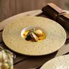 Plato de Sopa Occidental Dorado de Lujo Súper Grande de Fábrica Plato de Sombrero de Paja para el Hogar Plato Hondo Cerámica Restaurante Hotel Vajilla de Alta Gama
