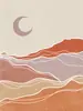 Pintura em tela paisagem linhas geométricas abstratas Sol Lua vaso nórdico decoração de casa pintura núcleo imagem
