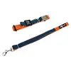 Conjunto de duas peças em estoque de fábrica de coleira e guia para cães em blocos de cor, nylon resistente ao desgaste com fivela de metal, conjunto para passeios de cães atacado