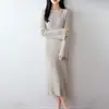 Elegante y Sofisticado Vestido de Punto de Lana para Mujer, 100% Lana, Corte Ajustado, Manga Larga, Vestido Suéter Otoño/Invierno