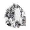 2023 Camisa curta de verão na moda de alta qualidade cor de tinta fria leve respirável plus size masculina elegante camisa de manga comprida top