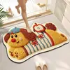 Alfombra de Baño para Inodoro Estilo Tejido con Forma Especial de Dibujos Animados, de Barro de Diatomeas, Absorbente de Agua, Antideslizante y Resistente a Manchas, Felpudo para Baño
