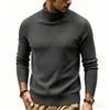 Otoño Invierno Nuevo Suéter de Cuello Alto para Hombre Ropa Interior de Punto Juvenil Rayado Ajustado Casual de Punto para Hombre