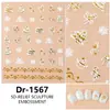 Redanco5D Embutido Popular Ouro e Prata Adesivos para Unhas Árvore de Natal Floco de Neve Adesivos Estéreo para Unhas Dr1568