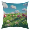 Funda de almohada de lino estampada Serie Flor de la Pradera Nueva Temu Transfronteriza Etiquetado de Decoración para Sofá y Dropshipping
