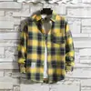 Camisa de Cuadros para Hombre de Manga Larga Estilo Coreano Suelta Moderna Guapo Talla Grande Chaqueta de Estudiante Primavera y Verano Nueva Camisa de Hombre