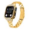 Adequado para Apple 4/5/6/7/8/9 Cintura Fina Pulseira de Aço com Três Contas + Capa Protetora com Diamantes Pulseira para Apple Watch 40/41mm