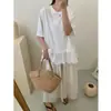 Coreia do Sul Dongdaemun 2025 Nova Roupa de Verão Feminina Camiseta Preta de Manga Curta Feminina Pulôver Solto com Gola Redonda Camiseta Básica