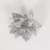 Acessórios de Decoração de Guirlanda de Natal Novos Transfronteiriços, Flores Artificiais, Cabeças de Flores para Decoração de Árvore de Natal, Flores Falsas Tridimensionais Vermelhas e Douradas de Três Camadas