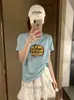 Venta Directa desde la Tienda de las Trece Líneas: Camiseta de Algodón con Estampado de Copos de Nieve, Manga Corta, Cuello Redondo, Adelgazante, Versátil, Bestseller de Verano en Tiendas Físicas