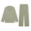 Pijama Loungewear Feminino Novo de Primavera em Algodão Modal com Botões Frontais, Mangas Longas e Calça Longa, Estilo Fino para Outono