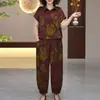 Elegante Conjunto de Verano Estampado para Mamá 2026 Nuevo Estilo de Verano Moderno Adelgazante Conjunto de Dos Piezas para Mujeres de Mediana Edad y Mayores