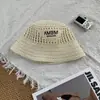 Chapéu de Pescador Estilo Coreano Tricô Vazado Letra Marca da Moda Feminino Primavera Verão Aba Larga Chapéu Bucket Faz o Rosto Parecer Menor Proteção Solar Respirável Chapéu Bucket