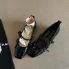 Zapatos de tacón bajo para mujer estilo lazo francés, Novedad Verano 2026, Mary Janes de Suela Blanda, Puntera Cuadrada, Charol, Zapatos de Ballet