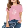 Moda Coreana Estilo Transfronteiriço Amazon para Crianças Maiores, Camiseta Infantil Estilosa de Algodão Puro de Manga Curta com Estampa de Letra e Gola Redonda Solta