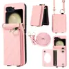 Adecuado para Samsung Z Flip7 Funda con Tarjetero, Z Flip6 Cruzada con Espejo, Funda Protectora de Moda Acolchada
