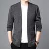Dropshipping Moda Otoño Nuevo Punto Cárdigan para Hombre Ropa Exterior Moderno Bolsillo con Solapa Pantalones Manga Larga Jacquard Pata de Gallo
