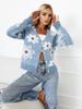 Amazon Transfronterizo Europeo y Americano Cárdigan de Punto de Flores Cortas Otoño Nuevo Cuello en V Terciopelo de Visón Suéter de Alta Calidad Chaqueta para Mujer