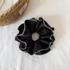 Elástico para el pelo elegante de encaje estilo francés con borde de gancho de doble línea, diseño delicado de flor de cintura, elegante goma para el pelo inspirada en Chanel para mujer