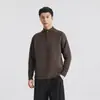 También Parada 2026 Otoño Polo de Media Cremallera con Cuello Alto para Hombre Tejido 450g Holgado Sensación de Alta Gama Suéter de Manga Larga