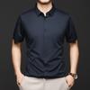Camisa masculina de manga curta 2025 verão seda gelada sem costura não amassa jovem e meia-idade casual cor pura camisa masculina atacado