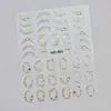 Adesivos para nail art com diamantes de cristal, linhas francesas, diamantes em relevo, bordas metálicas irregulares vazadas, adesivos olho de gato dourados e prateados