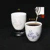 Taza de Té Cerámica Cambia de Color Sensible a la Temperatura para Ceremonia del Té, Taza de Agua de Cerámica Estilo Jade para Té Kung Fu, Taza de Maestro Azul y Blanco Estilo Antiguo con Forma de Sombrero