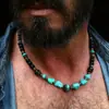 Collar Transfronterizo para Hombre de Piedra Volcánica Turquesa Estilo Nuevo Europeo y Americano Personalidad Étnica Bohemia Nicho Hip-Hop