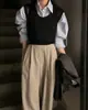 Chal de punto trenzado con cuello redondo, estilo coreano ins, look en capas