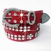 Cinturón de piel auténtica para mujer, estilo coreano, con decoración de diamantes, ancho, de piel de vaca y diamantes de imitación, combina con todo.