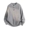 Suéter de punto con patrón para hombre, cuello redondo, botones, hilo, Otoño e Invierno, moda masculina, holgado, casual, capa base, estilo perezoso