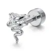 Aretes de Acero Inoxidable con Diseño de Nicho, Aretes de Zirconia de Cisne Pequeño, Tornillos para Cartílago Auricular, Piercing Corporal, Joyería Transfronteriza